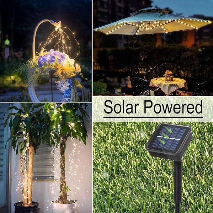 ZNYCYE Solar Waterfall Fairy Bunch Lights Outdoor Waterproof 200LEDs 8 Modes Watering Can Light (NO CAN), Solar Powered String Lights Firefly Vine Garden Decorations Gardening Gifts for Mom
