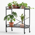 Zhongma 2 Tier Sturdy Metal Plant Stand with Wheels, 32.7x16x39.4 Inch High, Heavy Duty Succulent Shelf for Home Indoor and Outdoor, 440 LBS Capacity & Heavy Duty Construction