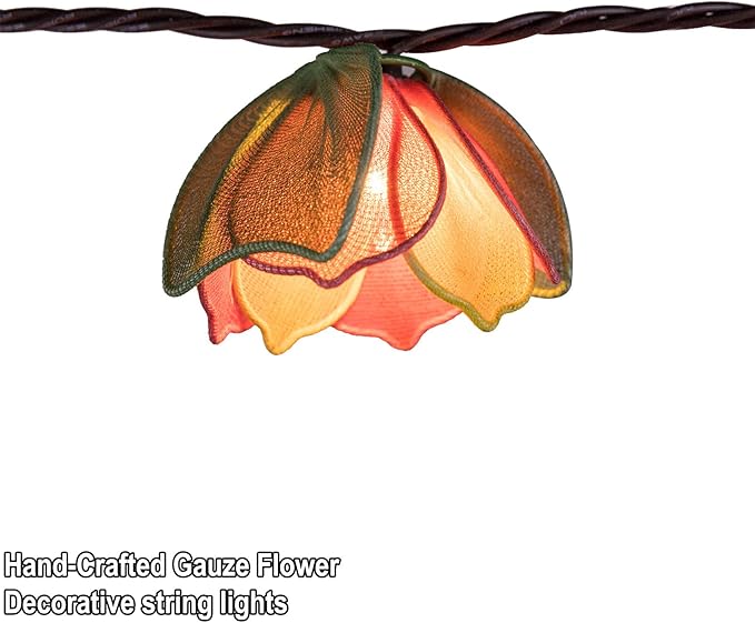 Decorative String Lights Plug in with 10 Incandescent Bulbs, Flower Garland Fairy Lights Connectable Weatherproof Outdoor Indoor for Wedding Garden Pergola Bedroom Porch Floral Home Decor (Multicolor)