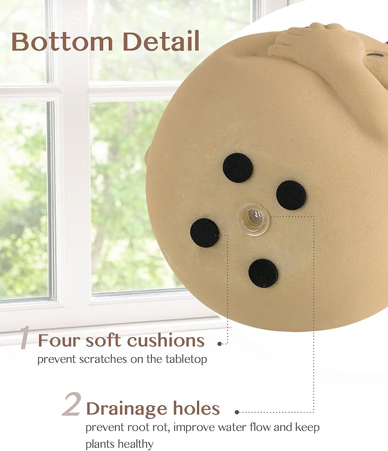 Funny Bathroom Planter Decor: Quirky Holding Nose Plant Pot Indoor for Bathroom Counter - Succulent Pot with Drainage - Unique Face Planter for Guest Bath room Counter Shelf Toilet Decoration