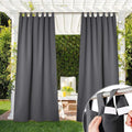 NICETOWN Outdoor Curtain for Patio Waterproof 95 inch Length, Sticky Tab Top Thermal Insulated Blackout Window Treatment Divider Protect Privacy for Cabana/Arbor, 1 Piece, W52 x L95, Grey