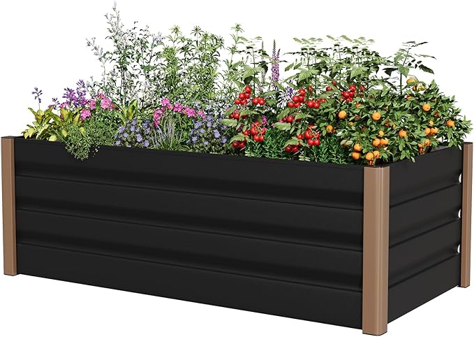 Garvee Large Aluminum Raised Garden Bed 6.5' x 2.5' x 16", Open-Bottom Jumbo Size for Serious Gardening, with Rounded Safety Corners & Anti-Cut Trim, Outdoor Planter Box Kit, Gray