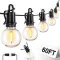 ZJOJO 60FT Outdoor String Lights, G40 Globe Outdoor Lights with 30 Shatterproof LED Bulbs (2 Spare), 2700K Hanging Waterproof Patio Light, Connectable String Lights for Outside Backyard Porch Party