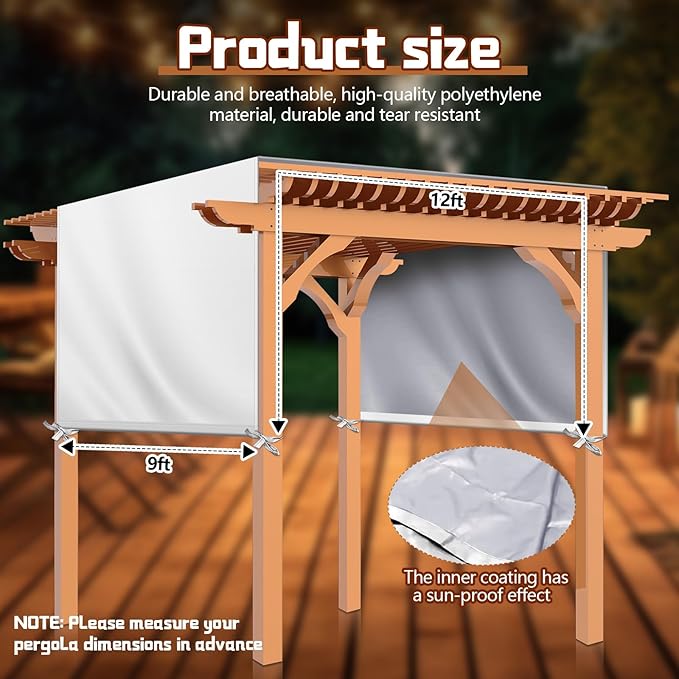 Universal Pergola Replacement Canopy Outdoor Canopy Shade Cover Waterproof Shade Top Cover for Outdoor Patio Porch Backyard(12 x 9 ft,Beige)
