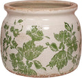 Tuscan Ceramic Indoor Plant Pot & Vase for Home Decor, 6.29'' Rustic Farmhouse Planter w/Drainage for Snake Plant, Pothos and Houseplants, Vintage Office & Tabletop Decoration, Gift for Mom (Green)