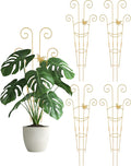 4Pcs Indoor Plant Trellis for Potted Plants, 30" Taller Expandable Garden Metal Trellis for Climbing Plants Outdoor, Houseplant Support Stakes for Ivy Pothos Hoya Flower (Gold)