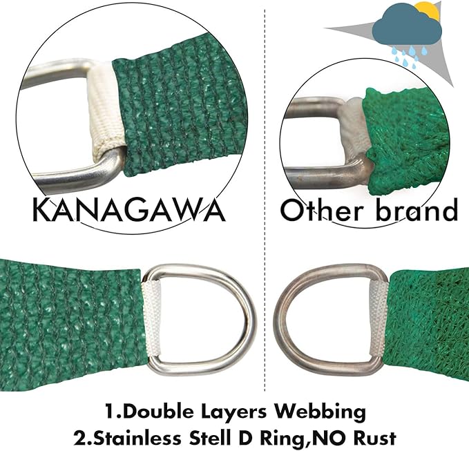 KANAGAWA 16'X16' Dark Green Custom Size Sun Shade Sail Square UV Block Canopy Cover for Patio Backyard Lawn Garden Outdoor (Customized Available)