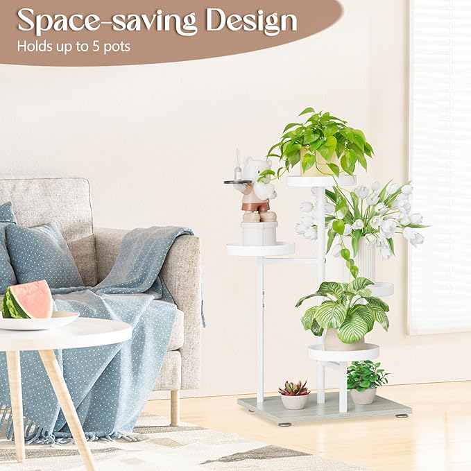 iDavosic.ly 4 Tier Plant Stand Indoor, Tiered Corner Flower Holder Shelf Outdoor, Metal Tall Orchid Display Rack for Patio Porch Garden Balcony Office Living Room, Space Saving, White