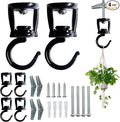 ONIKK Ceiling Hooks for Hanging Plants (4 PCS Black), Heavy Duty Metal Plant Hooks, Screw in Hooks for Hanging Birdfeeders, Lamps, Planters, Indoor Outdoor Wall Baskets Hooks up to 33 lbs