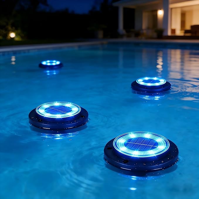 Flacchi Solar Lights Outdoor - Solar Powered Ground Lights Outdoor Solar Disk Light Waterproof Landscape Light for Patio Yard Pathway Walkway Driveway (Blue, 12 Pack)