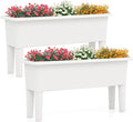 Giantex Raised Garden Beds Outdoor Set of 2, Self-Watering Planter Box with Detachable Legs & Drainage Hole, Outdoor Raised Container for Vegetable Fruit Herbs, 31.5”Lx12”Wx16”H, Easy Assembly (White)