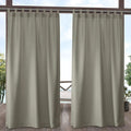 Exclusive Home Cabana Solid Indoor/Outdoor Light Filtering Hook-and-Loop Tab Top Curtain Panel, 54"x96", Taupe, Set of 2