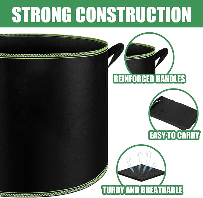 2-Pack 30 Gallon Plant Grow Bags, Thickened Nonwoven Fabric Pots with Handles,Sturdy Garden Planters Aeration Gardening Container to for Plants, Vegetables, and Flowers