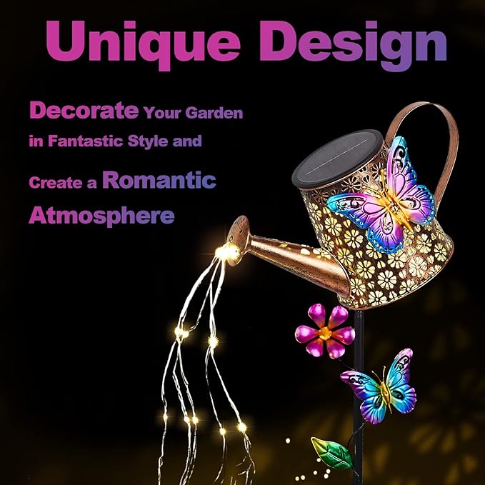 Solar Watering Can with Lights Outdoor Garden, 41" Tall Waterproof Garden Stake Lights Decoration for Yard Lawn Patio Pathway Front Porch Landscape Gardening Gifts for Mom Grandma Women Birthday Gift
