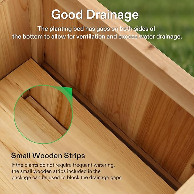 VIVOSUN 3.6 x 1.3Ft Wooden Raised Garden Bed, 43.5 x 16 x 14 Inches, Outdoor Wood Planter Box with Screwdriver and a Liner for Garden, Patio, Balcony, Backyard and Outdoors