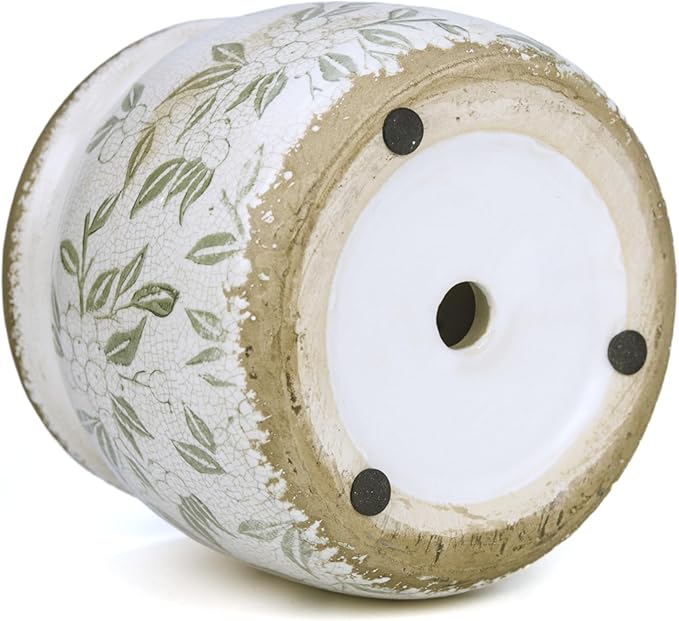 Flower Pot,Vintage Ceramic Pot for Planter with Drainage Holes, 6.29 inch Ice Crack Glazed Indoor Planters Pot for Indoor,Tucan Home Decor,Gardening Gifts (Vintage)