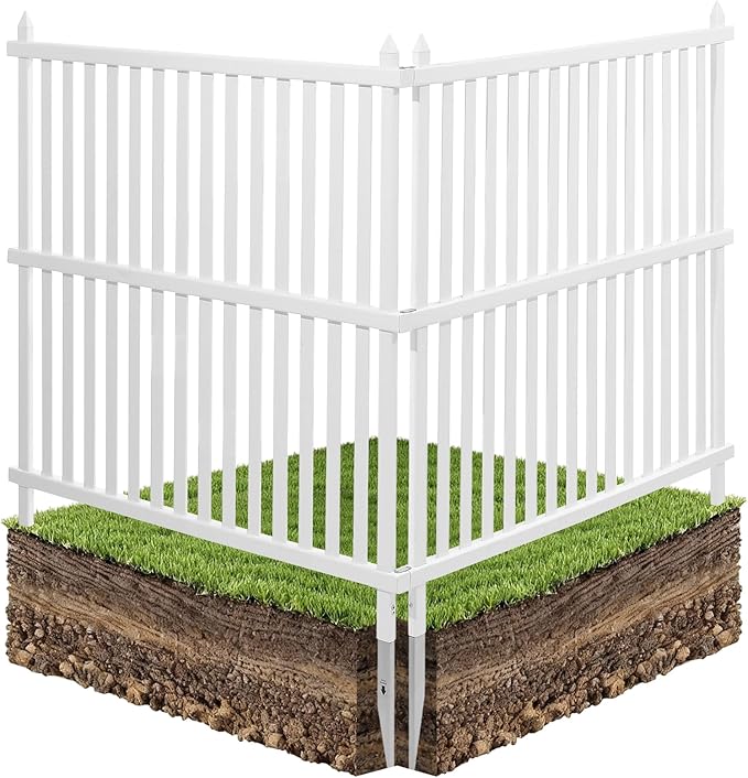 VEVOR 48" W x 48" H Vinyl Fence Panels, Air Conditioner Fence, Outdoor Privacy Screens for Trash Can, Pool Equipment Enclosure, Privacy Screen Kit Strip Panels (2 Panels)
