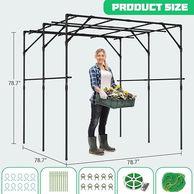 DoCred Tall Garden Arch Trellis for Climbing Plants, 79 Inch Tall Metal Plant Support Trellis Archway for Climbing Vine Vegetable/Fruit/Flower Outdoor Yard Lawn Garden Arch Tunnel Trellis