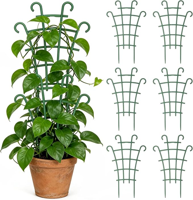 6PCS Plant Support Stakes, Stackable Plant Trellis for Indoor Climbing Plants, Small Plastic Support for Pothos & Hoya Houseplants Flower Plant Support, Potted Plant Trellis for Houseplants