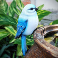 Garden Bird Statue Flower Pot Hugger Outdoor Decor for Tree, 6.7" Tall Resin Bird Figurine Plant Pot Decorations for Fence Balcony Patio Lawn Yard Ornaments (Blue)
