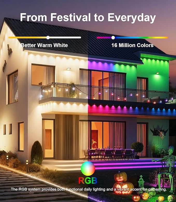 300FT Permanent Outdoor Lights for House, Smart Color Change Eaves LED Lights House Decor for Holiday, Christmas, Halloween, IP67 Waterproof Outside Lighting with APP Remote Control for Daily, Pool