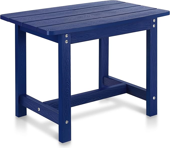 Y&M Adirondack Outdoor Side Table, HIPS Patio End Table, Waterproof Outside Table, Balcony Modern End Tables 23.5" inch Long for Garden, Pool, Beach, Porch, Deck, Indoor or Outdoor Use, Navy Blue