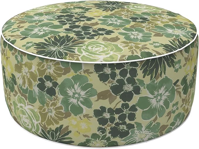 LVTXIII Inflatable Stool Ottoman Footrest with Handle, Decorative Fade-Resistant Foot Stool, Indoor or Outdoor Pouf for Home Garden and Camping Use, 21x21x9, Green Rose