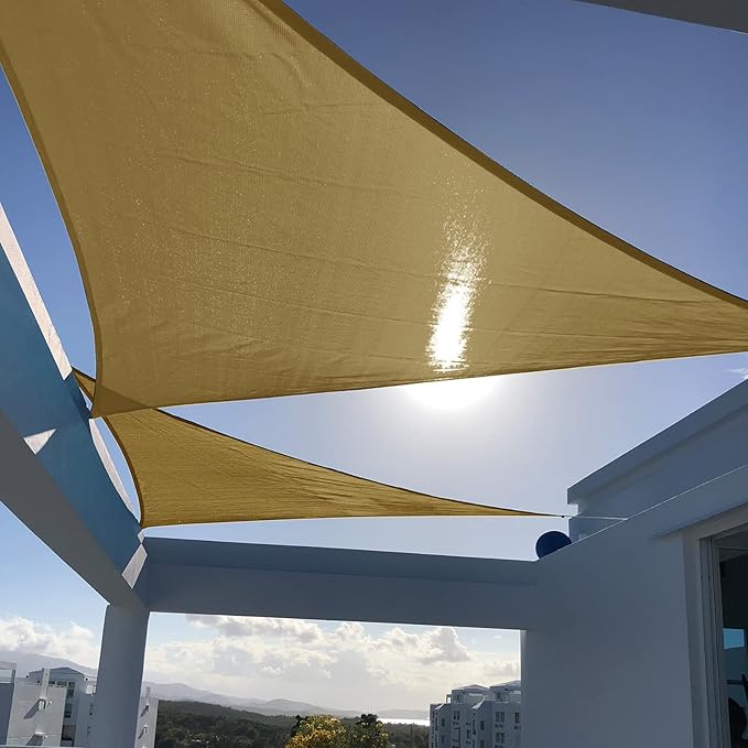SUNNY GUARD Sun Shade Sail 16'x16'x16' Triangle Sand UV Block Sunshade for Backyard Yard Deck Patio Garden Outdoor Activities and Facility(We Make Custom Size)