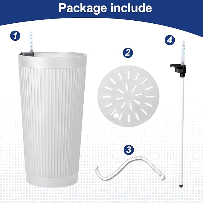 FENCY 2Pack 24IN Self Watering Planter for Indoor Plants, Plastic Large Planter for Outdoor Plants, Water Level Indicator& Spacious Reservoir Flower Planter Decorative(White)