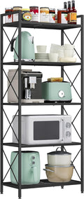 SONGMICS 5-Tier Metal Storage Rack, Shelving Unit with X Side Frames, Dense Mesh, 12.6 x 23.6 x 57.3 Inches, for Entryway, Kitchen, Living Room, Bathroom, Industrial Style, Ink Black UBSC165B01