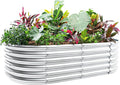 Land Guard 4×2×1.5ft Galvanized Raised Garden Bed Kit, Galvanized Planter Garden Boxes Outdoor, Oval Large Metal Raised Garden Bed for Vegetables……… (Classic Silver