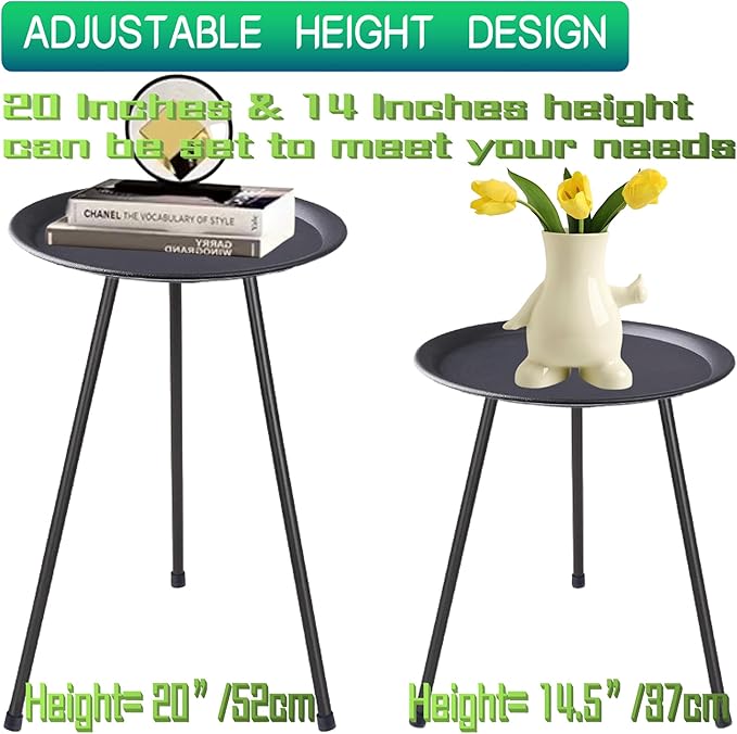Plant Stand, 20'' Tall Plant Stand Indoor Outdoor, Rust-proof Small Patio Table Round Metal Side Table, Multi-role Plant Stool Small Outdoor Side Tables for Patio Garden Home Decor