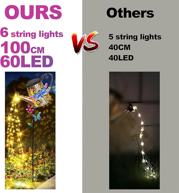Solar Watering Can with Lights Outdoor Garden, 41in Large Dragonfly Garden Stake Lights, Waterproof Decoration for Yard Lawn Pathway, Gifts for Mom Grandma Women Birthday Gardening Gift
