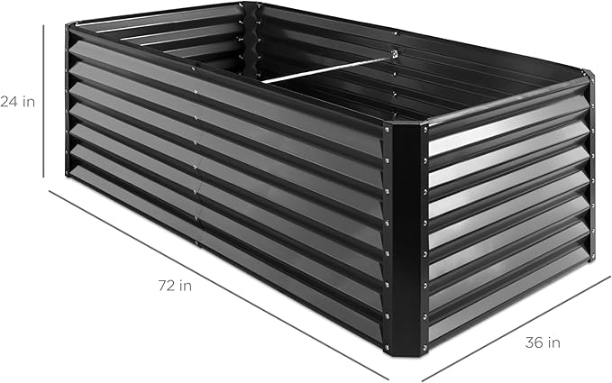 Best Choice Products 6x3x2ft Outdoor Metal Raised Garden Bed, Deep Root Box Planter for Vegetables, Flowers, Herbs, 269 Gallon Capacity, 100% Non Toxic Materials - Gray