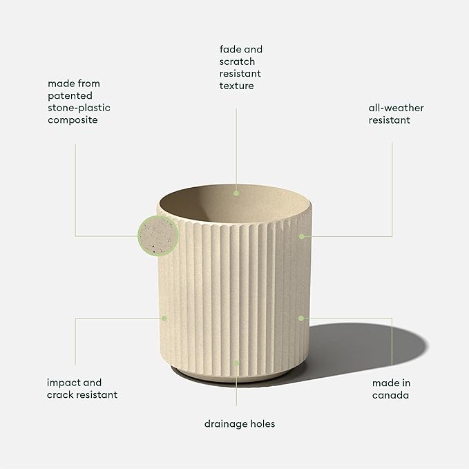 Veradek Demi Series Round Planter for Porch, Patio, Backyard | Durable Plastic-Concrete Material | Modern Décor for Tall Plants, Flowers
