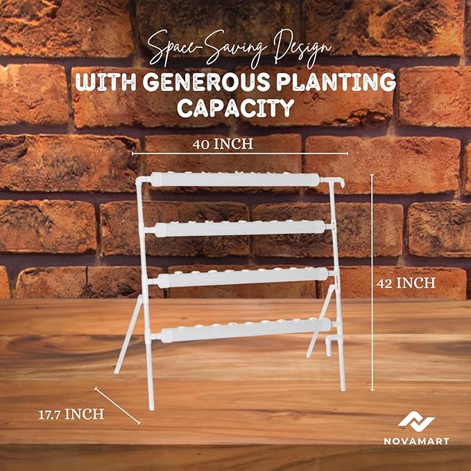 Hydroponic Plant Growing System – 36-Site PVC Indoor Garden Tower with AU/US Plug | Soil-Free Vertical Hydro Grow Kit with Planting Baskets, Sponges & Irrigation Tube | White