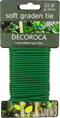 Decoroca Garden Flexible Tie, Soft Twist Plant Ties 32.8' - Green Support Plant Wire, Durable Heavy Duty Vines, Stems & Stalks