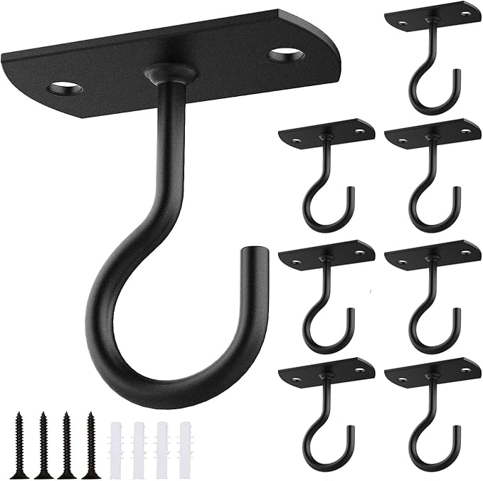 2.5in Ceiling Hooks for Hanging Plants 8Pcs Black