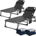 ABORON 2PK Heavy Duty Tanning Chair, 5-Gear Outdoor Folding Chaise Lounge Chair with Cushion,Portable Beach Lounge Chair for Outdoor Sunbathing Patio Pool Lawn Deck Poolside