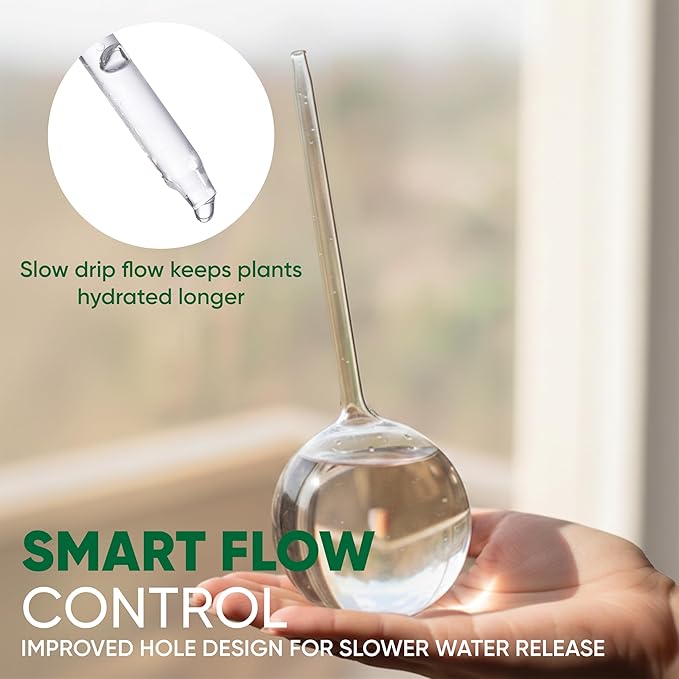 Clear Plant Watering Globes Set of 6 - Large Self Watering Globes for Indoor & Outdoor Plants - Automatic, Glass Watering Bulbs for Daily Use, Plant Watering Devices