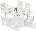 SERWALL 7-Piece Outdoor Dining Set, 60" - 83" Expandable Outdoor Dining Table and 6 HDPE Chairs, All Weather HDPE Outdoor Furniture Set for Backyard, Garden, White