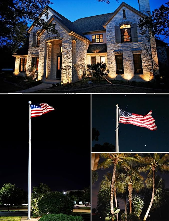 SUNVIE 30W Outdoor LED Spotlight 120V Waterproof Landscape Spotlights 3000LM Ultra Bright Spot Lights Outdoor 3000K Warm White Landscape Lights with 6 FT Cord for Flag Pole Tree Yard Path Garden Decor