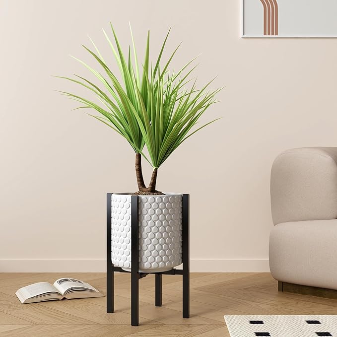 Adjustable Plant Stand Indoor Outdoor, Metal Plant Stand 9 to 15 Inches, Mid Century Modern Floor Flower Pots Stand, Plant Holder for Home Garden Decor Load Bearing 160 LB Black