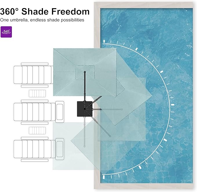 PURPLE LEAF Patio Umbrella 10' X 13' Rectangle Cantilever Umbrella Large Aluminum Outdoor Umbrellas with 360-degree Rotation & UPF40+ Premium Fabric for Deck Pool Garden Yard, Mint Green