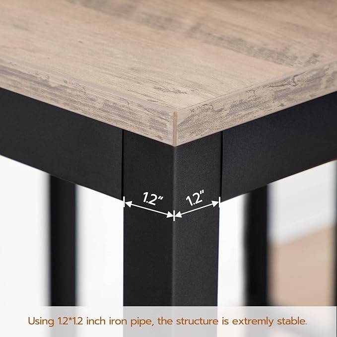 HOOBRO Bar Table and Chairs Set, 47.2” Rectangular Pub Table with 2 Stools for Small Space, High Top Table, 3-Piece Breakfast Set, Sturdy Metal Frame, Easy to Assemble, Greige BG52BT01