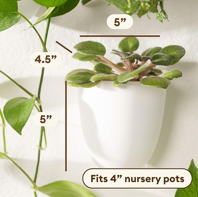 PlantPod Classic - Self-Watering Wall Planters (3, White) - Easy to Water and Install - Lightweight - Design Your Own Vertical Garden - Wall Planters for Indoor Plants