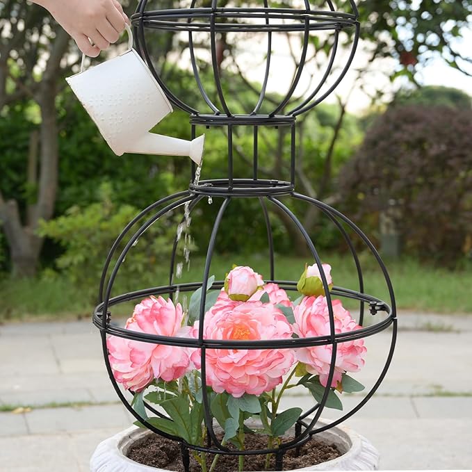 47"x17" Metal Obelisk Trellis for Climbing Plants | Unique Outdoor Support for Rose Bushes and Tall Vines | Durable & Weather-Resistant Garden Decor