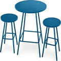 Best Choice Products 3-Piece Patio Dining Set, Bar Height, Outdoor Bistro Set, Outdoor Round Bar Table w/ 2 Bar Stools, Steel - Peacock Blue