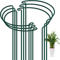 FEED GARDEN 6 Pack Plant Support Stakes, Peony Cages and Supports, Metal Garden Plant Stake(10" Wide x 16" High) Green Half Round Plant Support Rings for Outdoor Indoor Plants, Tomato, Hydrangea