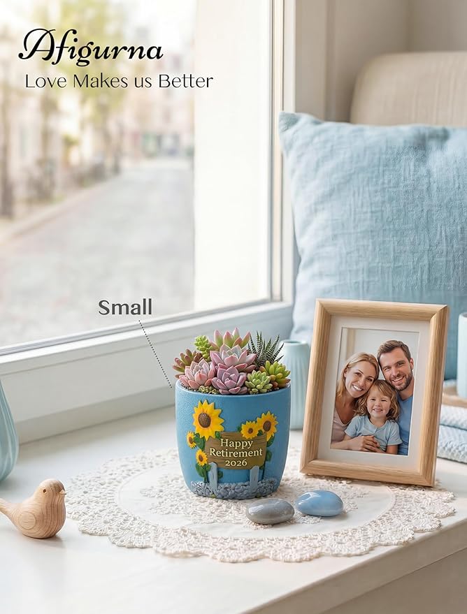 Retirement Gifts for Woman 2026: Happy Retirement Gifts for Women Nurse Teacher Coworker - Unique Retired Garden Gifts for Decoration - Hand-Painted Plant Pot Present with Gift Box and Card